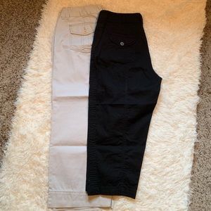 2 pairs of crops black & khaki